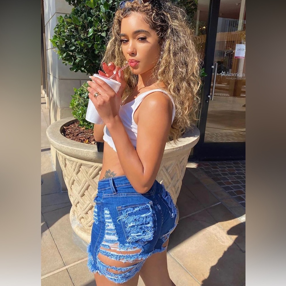 Fashion Nova distressed bermuda shorts